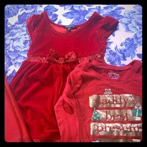 Christmas 🎄 Dress, tee, and leggings Sizes 4-6